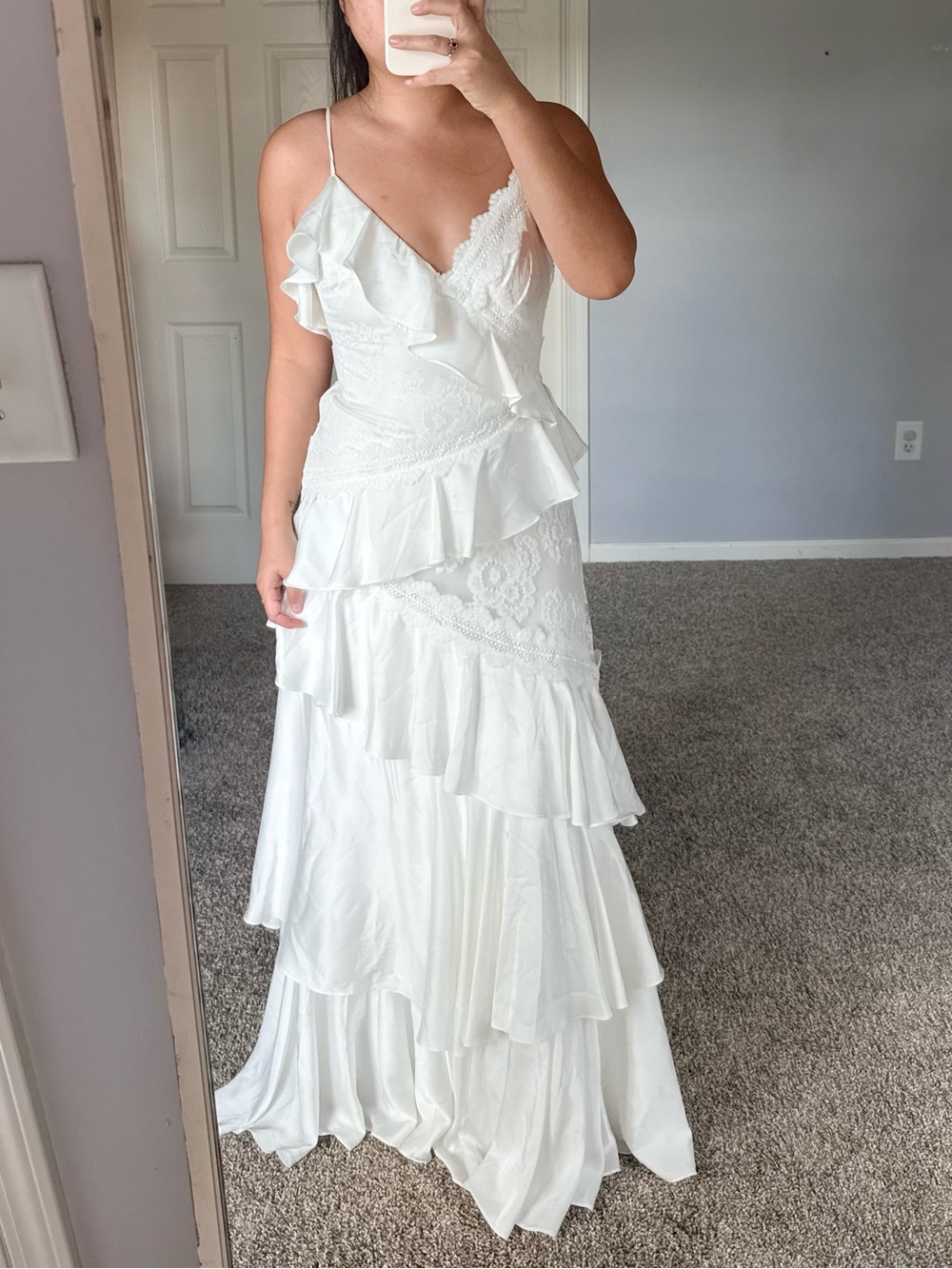 🤍 BHLDN Anthropologie Elegant White Lace Maxi Dress 🤍